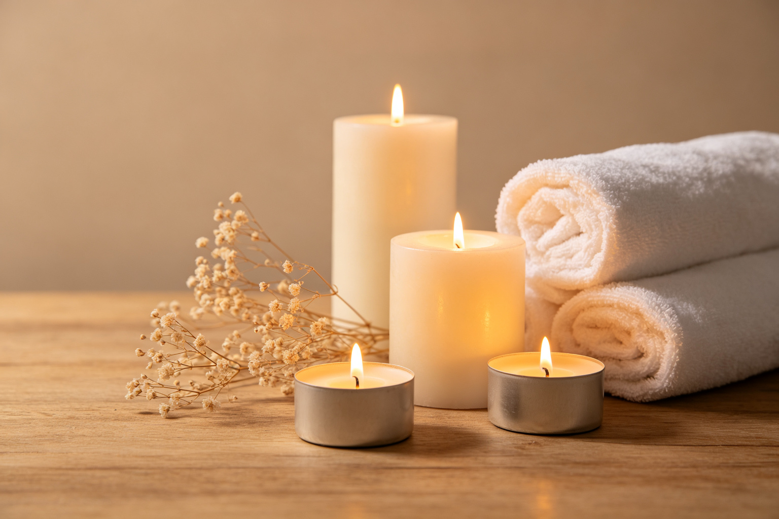 Candles and towels